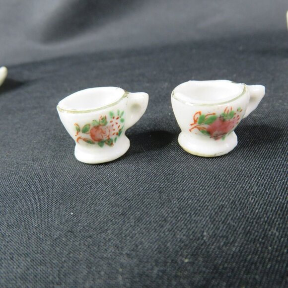 Vintage Dollhouse Tea Set Teapot Sugar Creamer Cups Tray 8 Pieces Occupied Japan - Picture 5 of 8